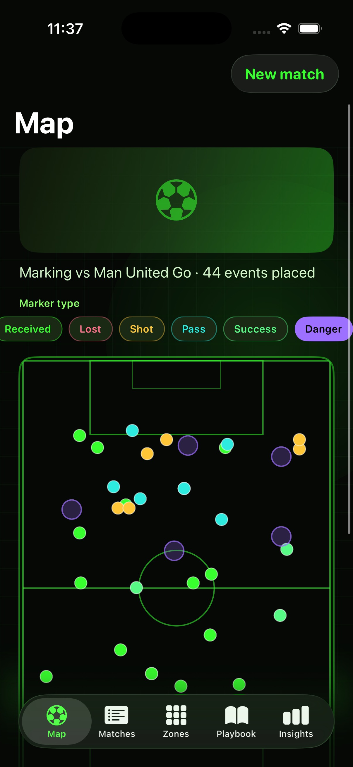 Glowpitch live map screen
